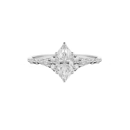 1 CT Marquise Shaped Cluster Pave Moissanite Diamond Engagement Ring