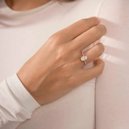 Timeless 1.2 CT Oval Cut Pave Styled Setting Moissanite Diamond Engagement Ring