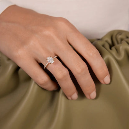 Timeless 1.2 CT Oval Cut Pave Styled Setting Moissanite Diamond Engagement Ring