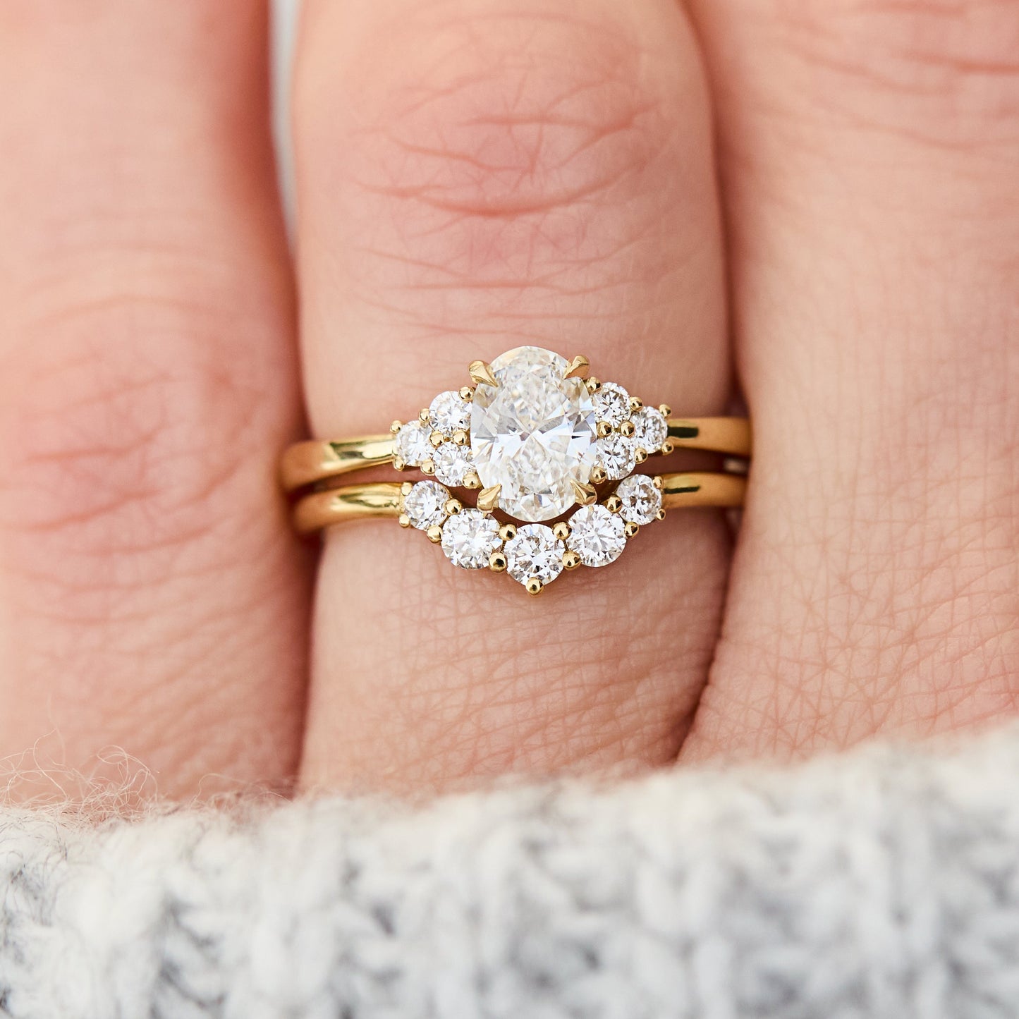 Marquise Shaped Three Stone Lab Grown Diamond Engagement Ring