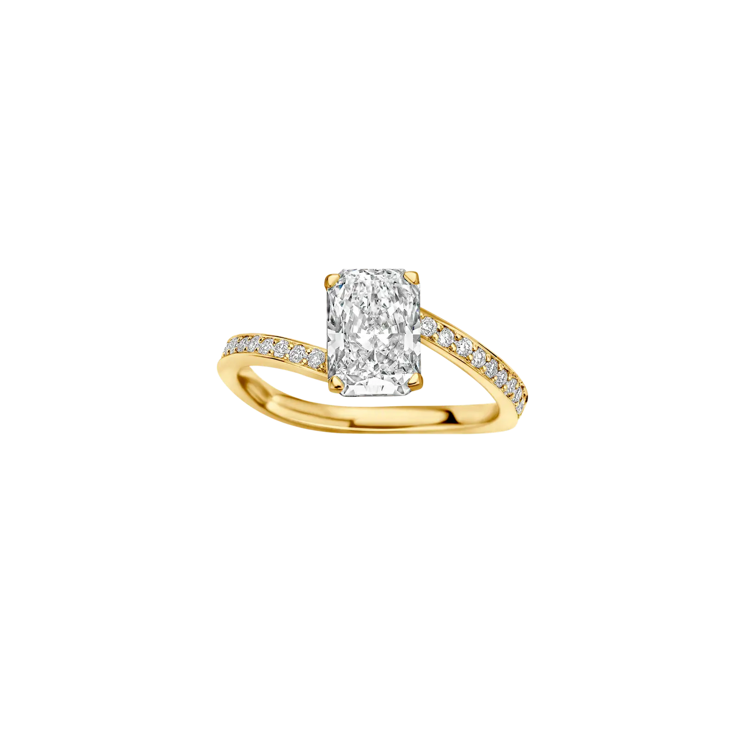 Timeless 1.5 CT Radiant Cut By Pass Pave Moissanite Diamond Engagement Ring