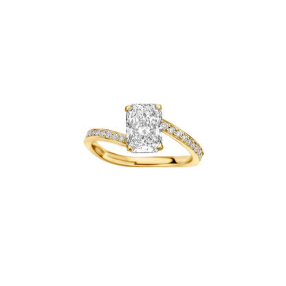 Timeless 1.5 CT Radiant Cut By Pass Pave Moissanite Diamond Engagement Ring