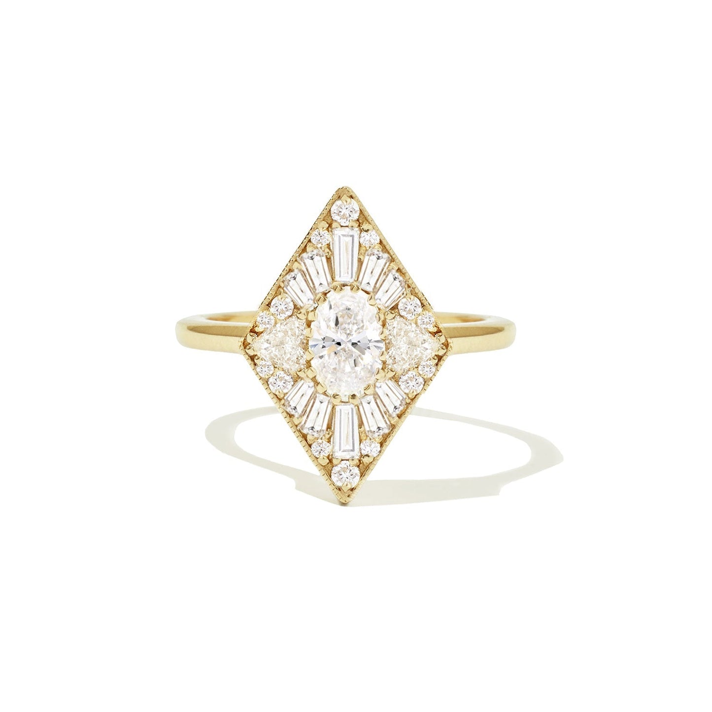 Marquise Shaped Three Stone Lab Grown Diamond Engagement Ring