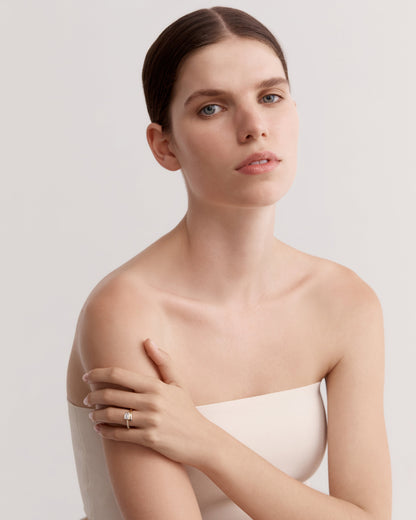 Marquise Shaped Three Stone Lab Grown Diamond Engagement Ring