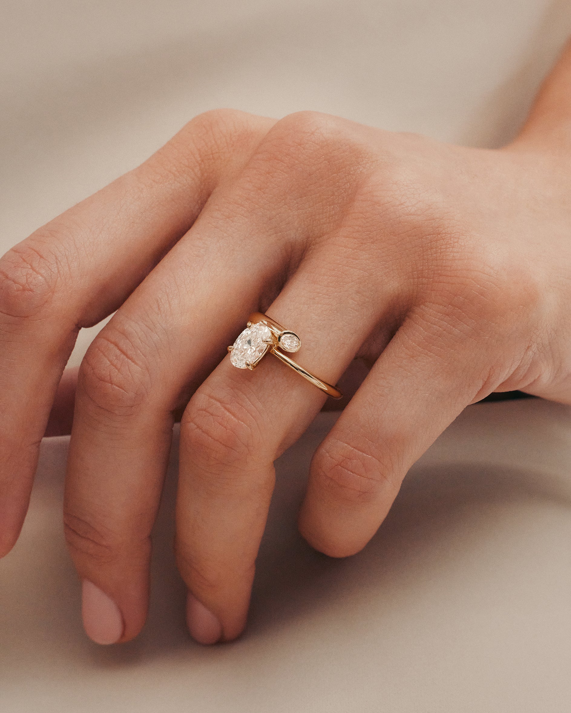 Marquise Shaped Three Stone Lab Grown Diamond Engagement Ring