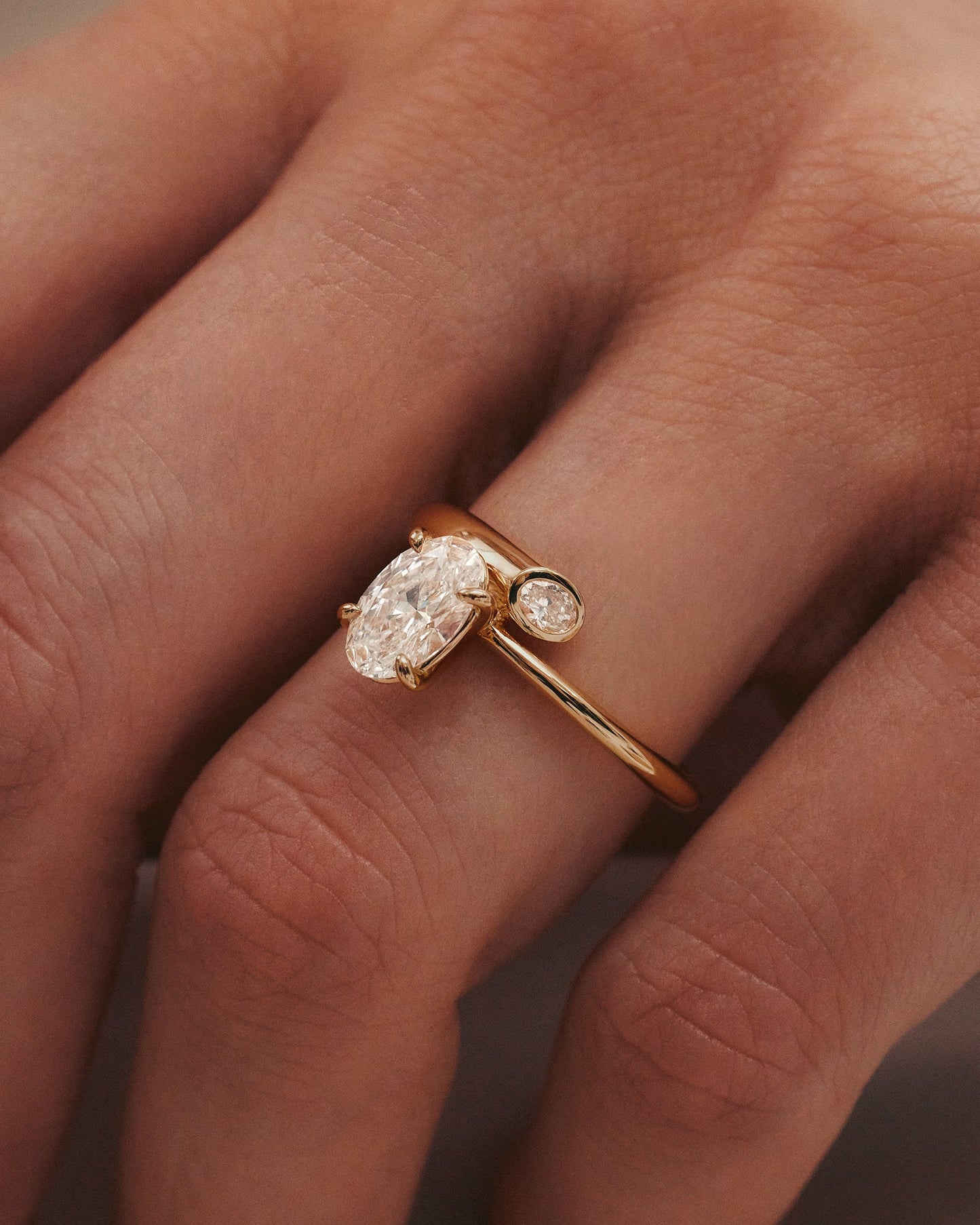 Marquise Shaped Three Stone Lab Grown Diamond Engagement Ring