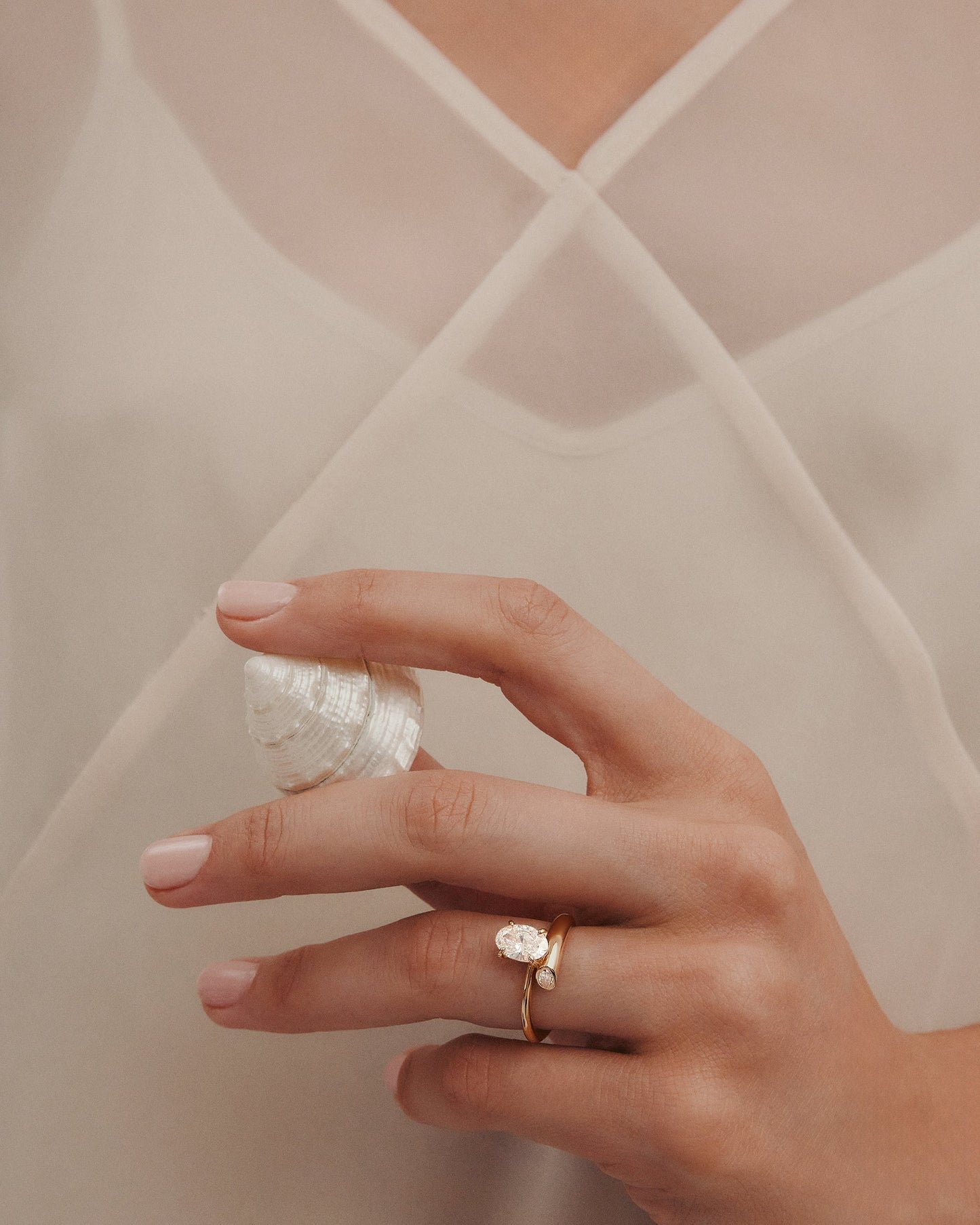 Marquise Shaped Three Stone Lab Grown Diamond Engagement Ring