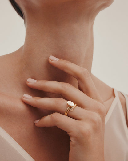 Marquise Shaped Three Stone Lab Grown Diamond Engagement Ring