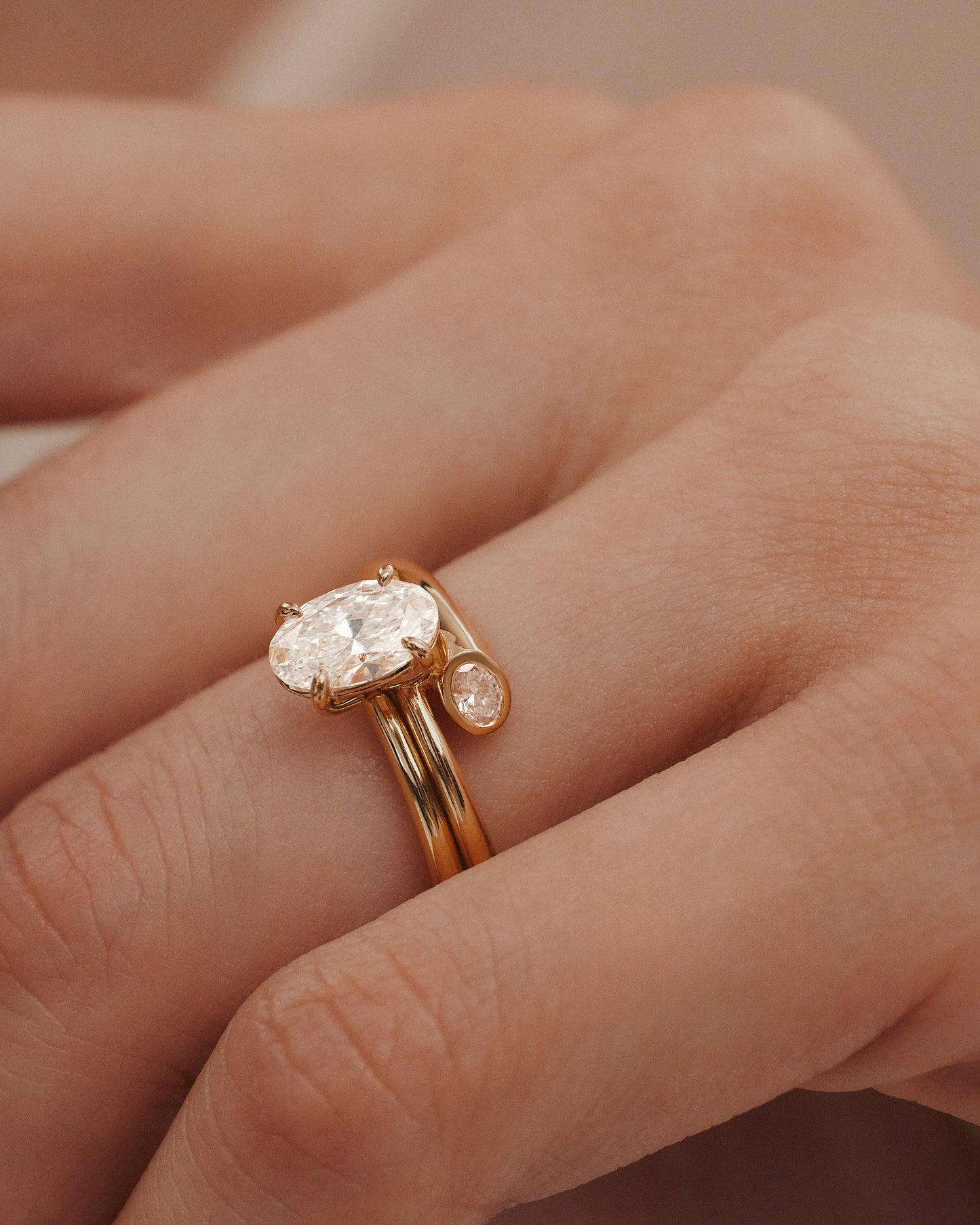 Marquise Shaped Three Stone Lab Grown Diamond Engagement Ring