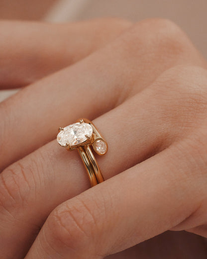 Marquise Shaped Three Stone Lab Grown Diamond Engagement Ring