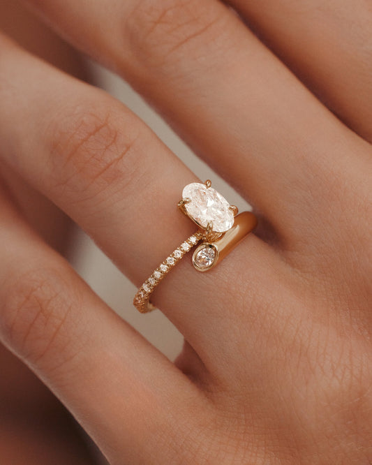 Marquise Shaped Three Stone Lab Grown Diamond Engagement Ring