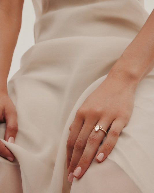 Marquise Shaped Three Stone Lab Grown Diamond Engagement Ring