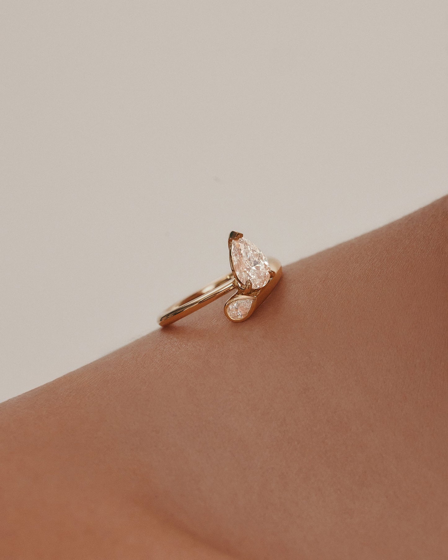 Marquise Shaped Three Stone Lab Grown Diamond Engagement Ring