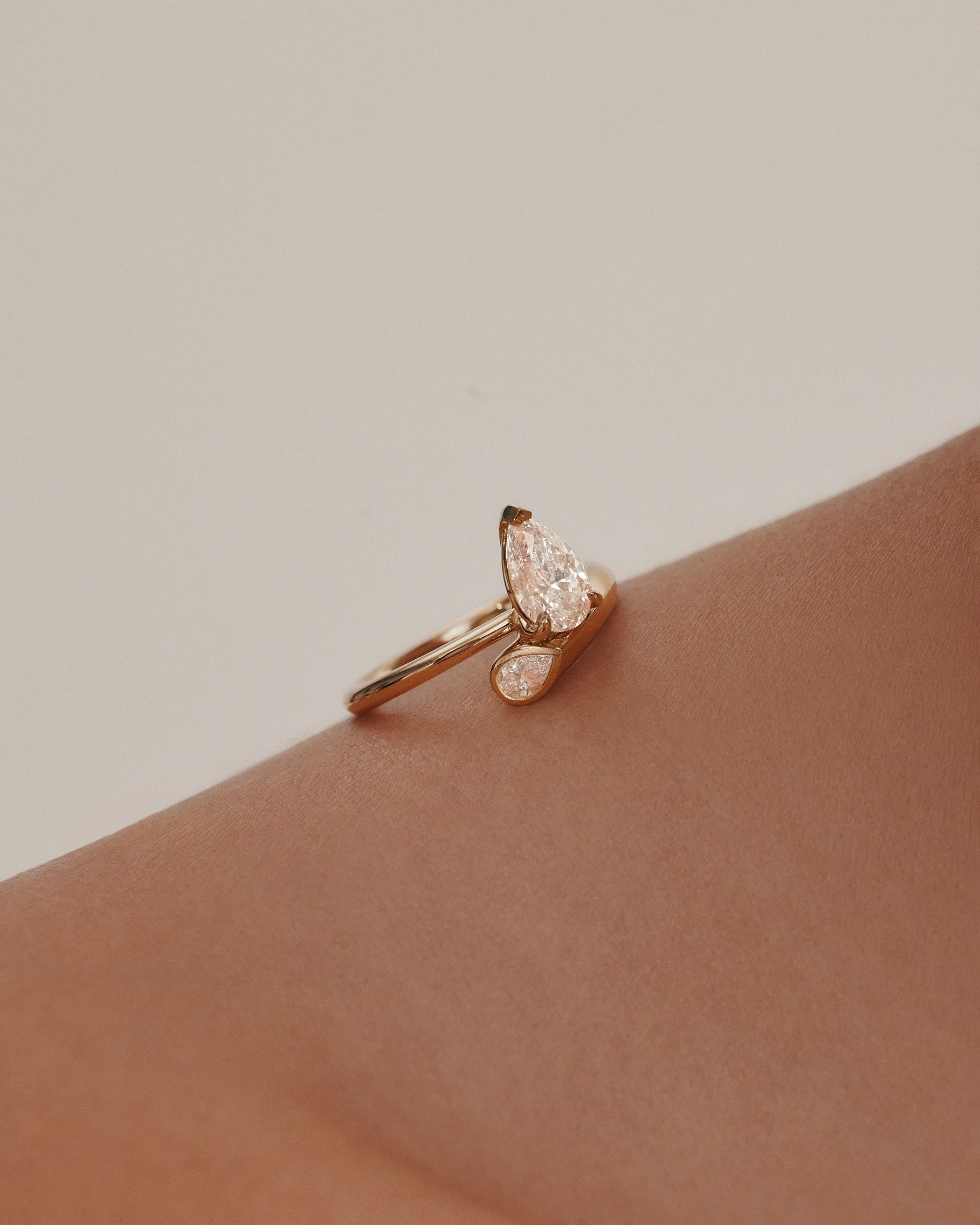 Marquise Shaped Three Stone Lab Grown Diamond Engagement Ring