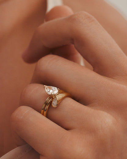 Marquise Shaped Three Stone Lab Grown Diamond Engagement Ring