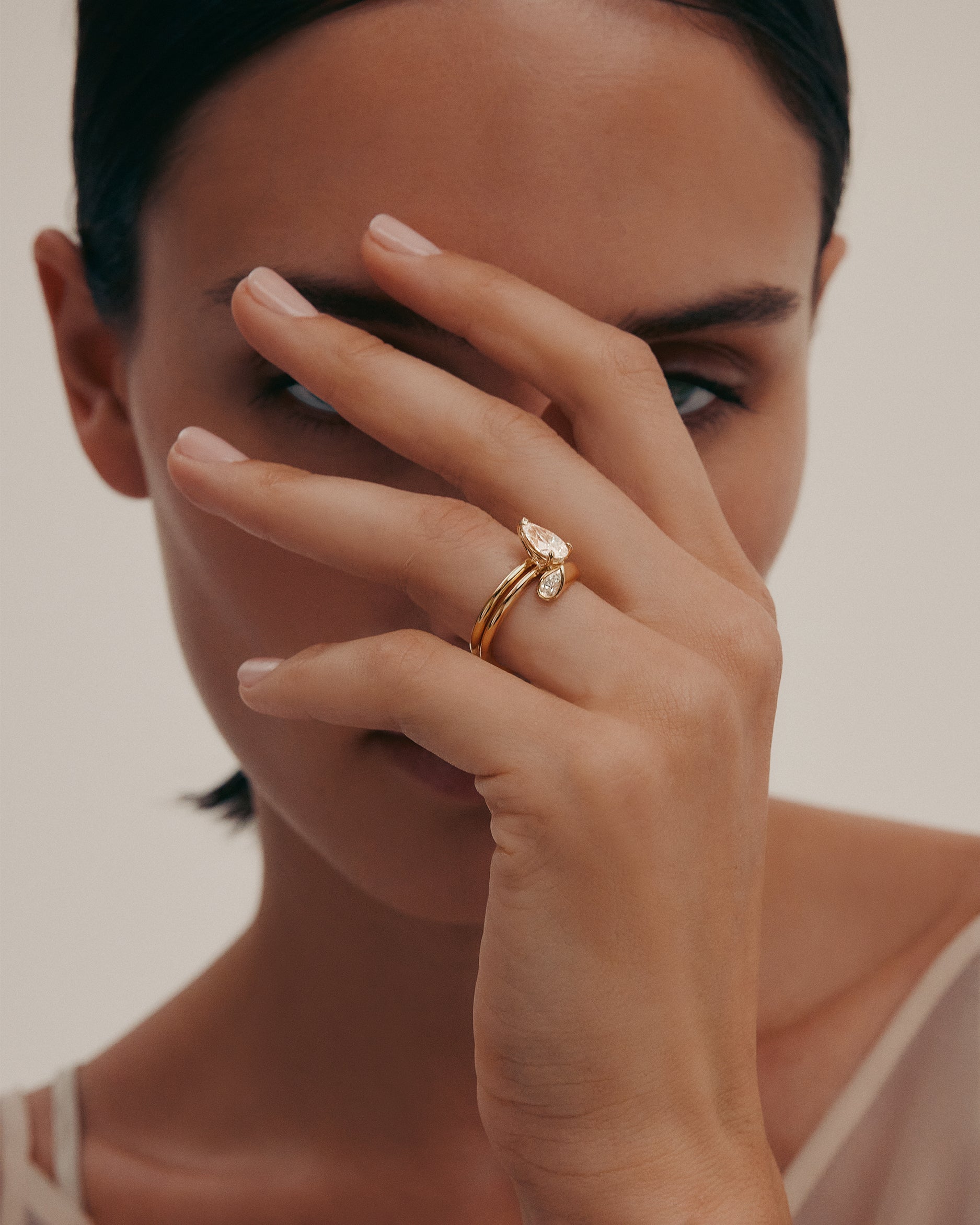 Marquise Shaped Three Stone Lab Grown Diamond Engagement Ring