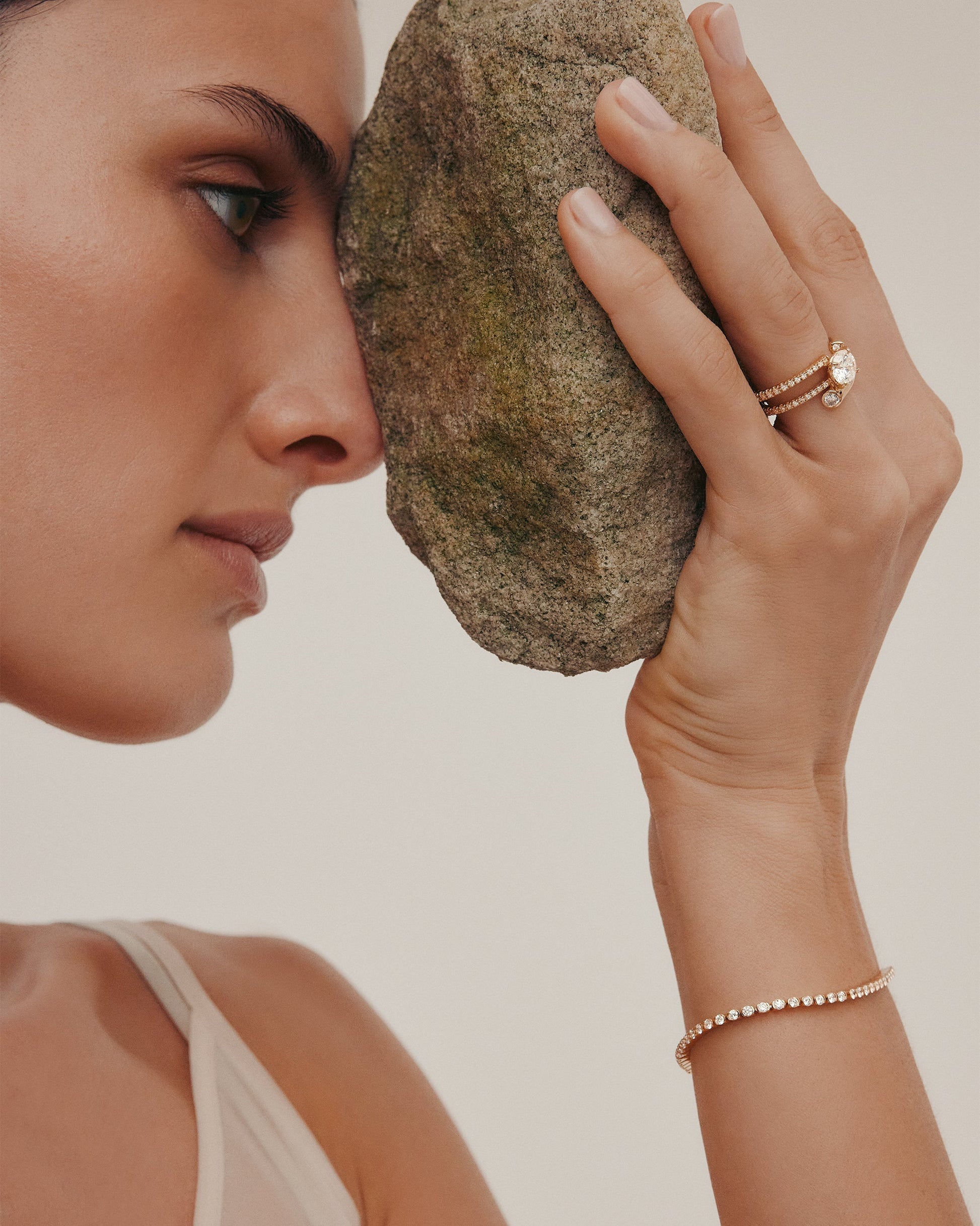 Marquise Shaped Three Stone Lab Grown Diamond Engagement Ring