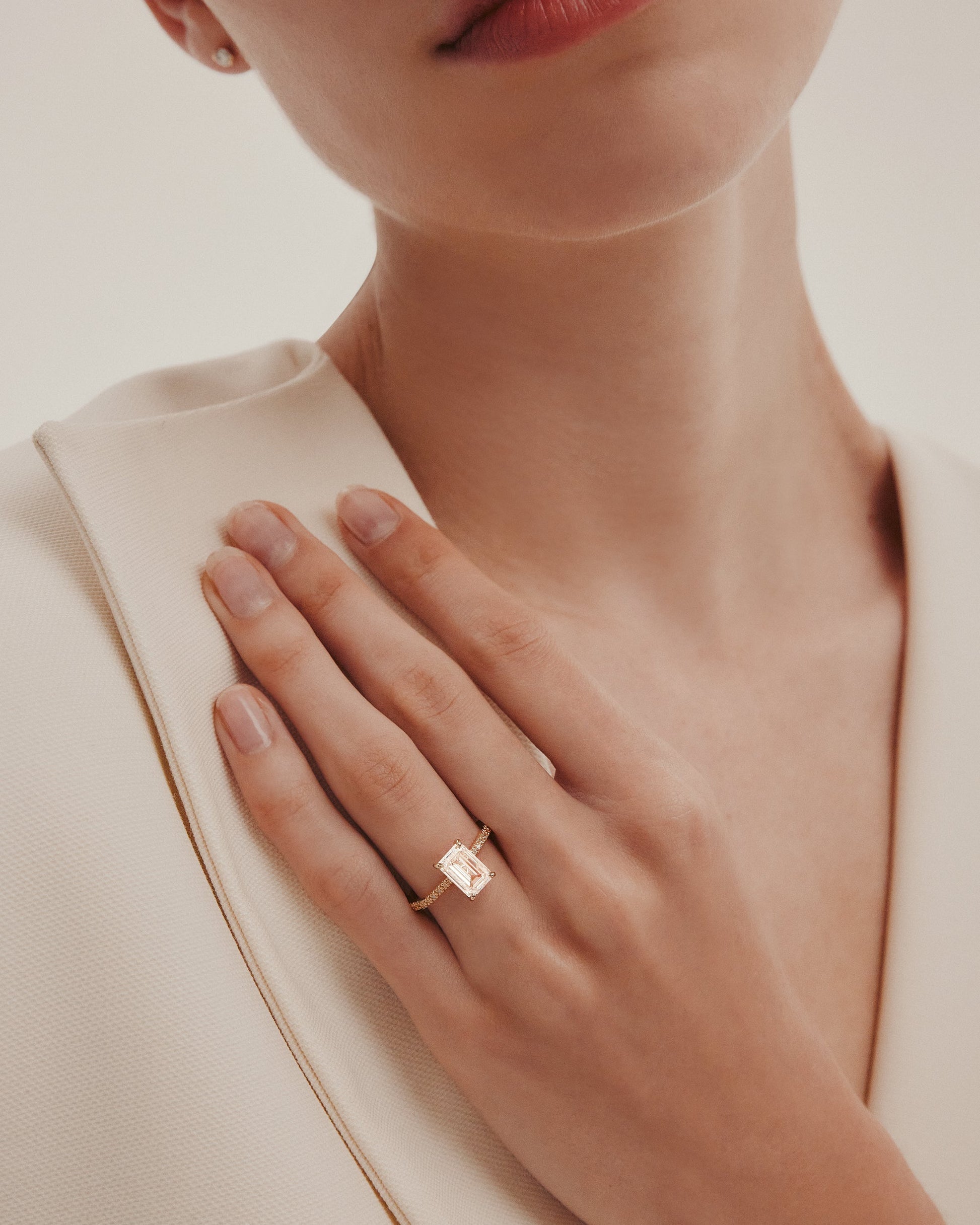 Marquise Shaped Three Stone Lab Grown Diamond Engagement Ring