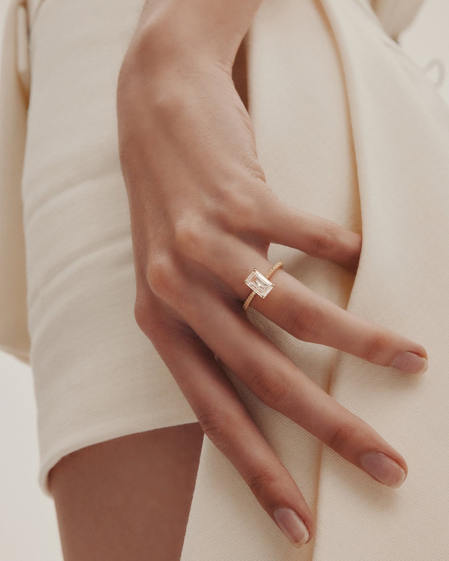 Marquise Shaped Three Stone Lab Grown Diamond Engagement Ring