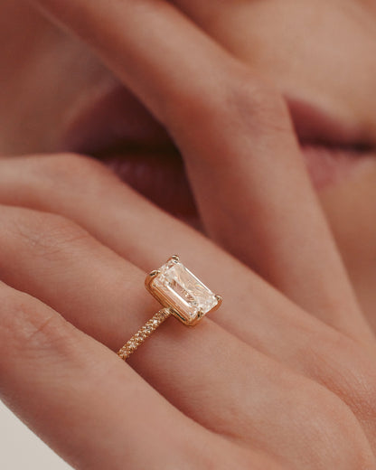 Marquise Shaped Three Stone Lab Grown Diamond Engagement Ring