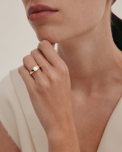 Marquise Shaped Three Stone Lab Grown Diamond Engagement Ring