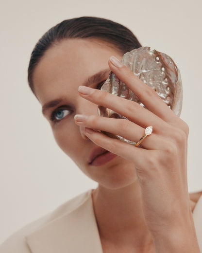 Marquise Shaped Three Stone Lab Grown Diamond Engagement Ring