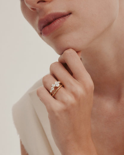 Marquise Shaped Three Stone Lab Grown Diamond Engagement Ring