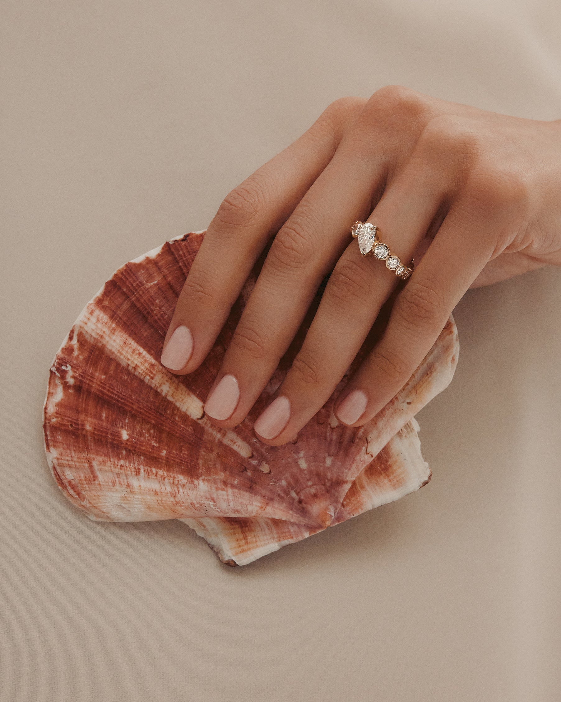 Marquise Shaped Three Stone Lab Grown Diamond Engagement Ring