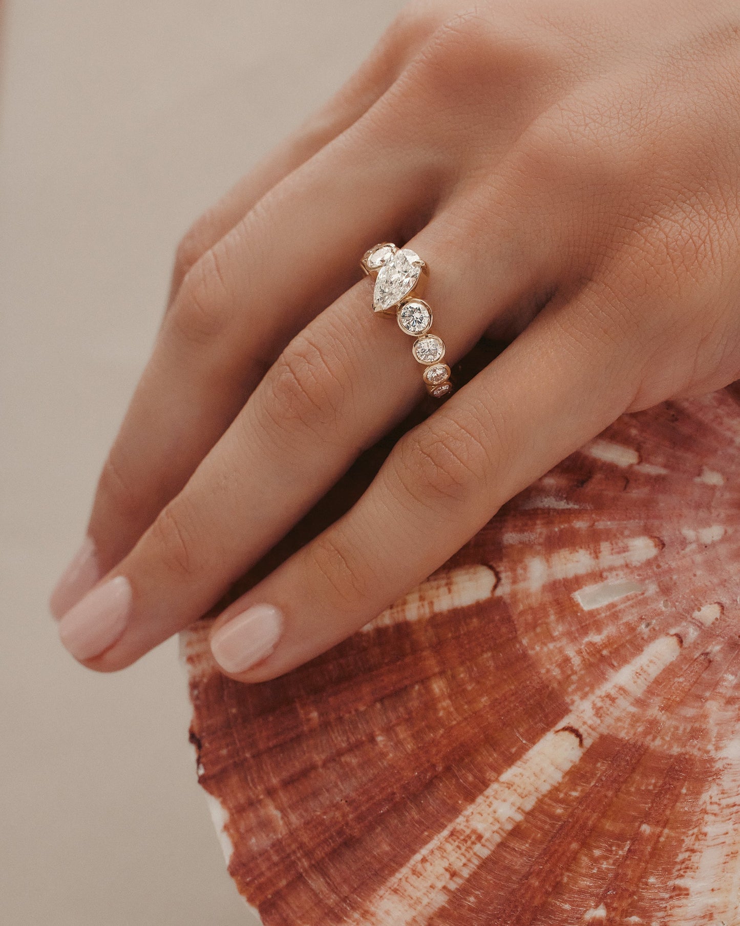 Marquise Shaped Three Stone Lab Grown Diamond Engagement Ring