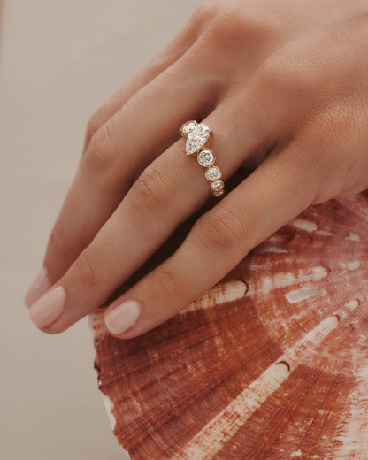 Marquise Shaped Three Stone Lab Grown Diamond Engagement Ring