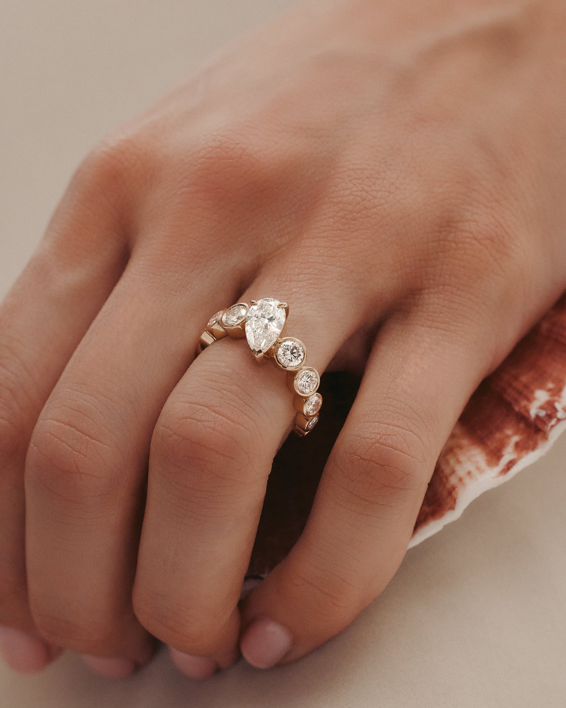 Marquise Shaped Three Stone Lab Grown Diamond Engagement Ring