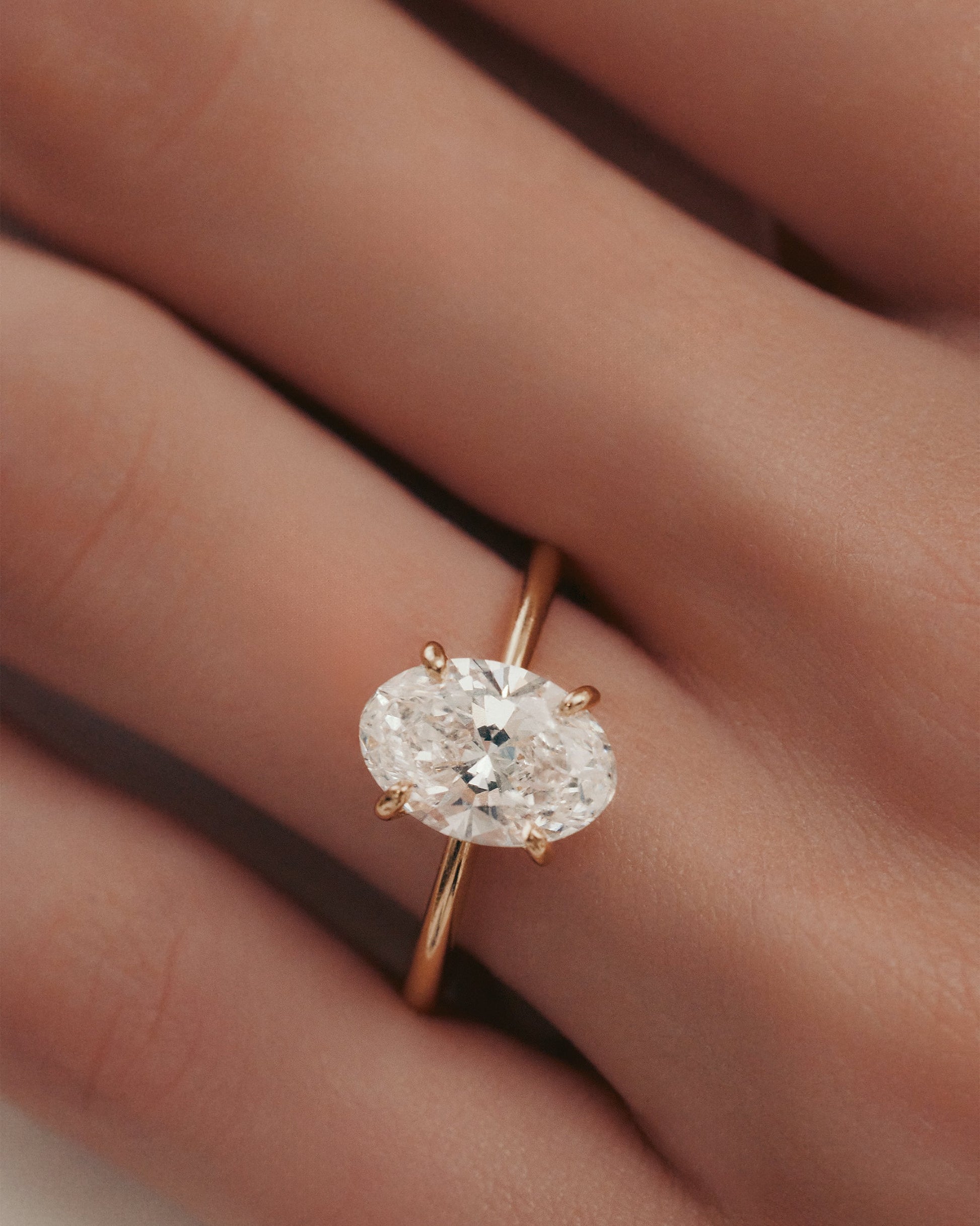 Marquise Shaped Three Stone Lab Grown Diamond Engagement Ring