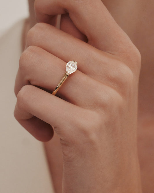 Marquise Shaped Three Stone Lab Grown Diamond Engagement Ring