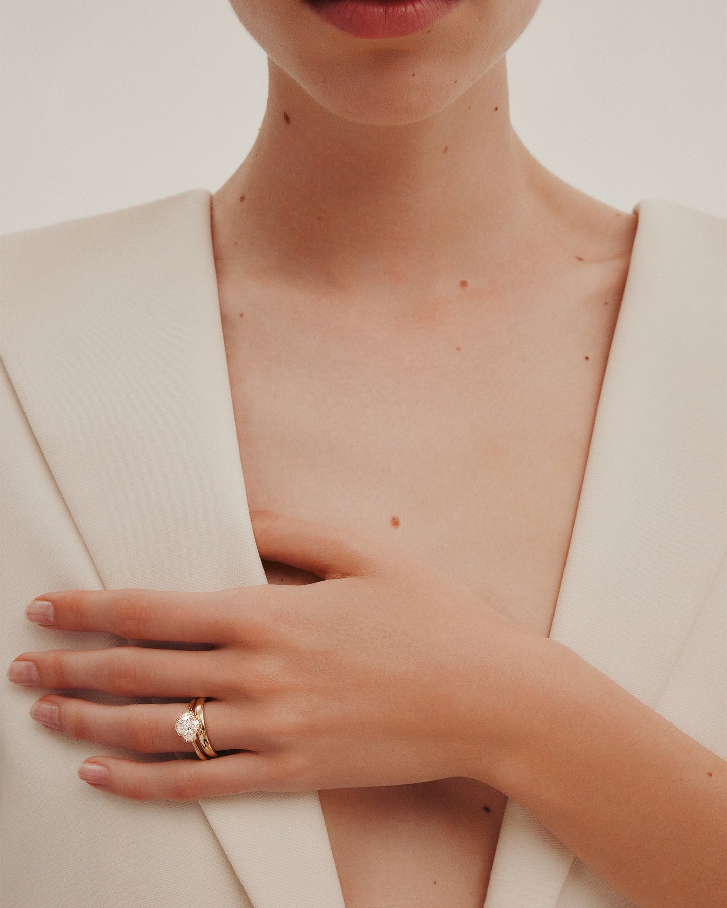 Marquise Shaped Three Stone Lab Grown Diamond Engagement Ring