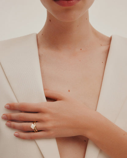 Marquise Shaped Three Stone Lab Grown Diamond Engagement Ring