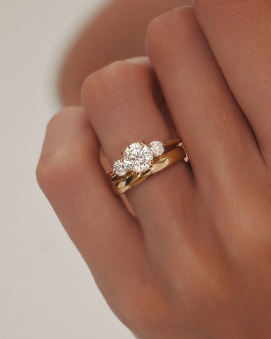 Marquise Shaped Three Stone Lab Grown Diamond Engagement Ring