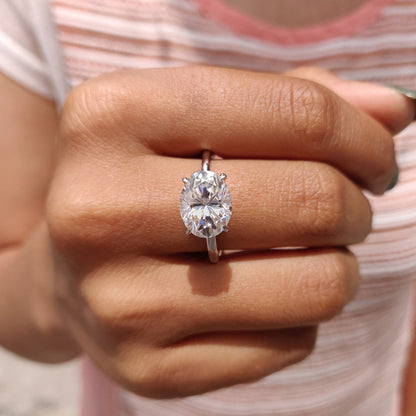 Oval Cut Moissanite Solitaire Engagement Ring
