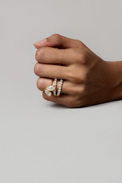 Marquise Shaped Three Stone Lab Grown Diamond Engagement Ring