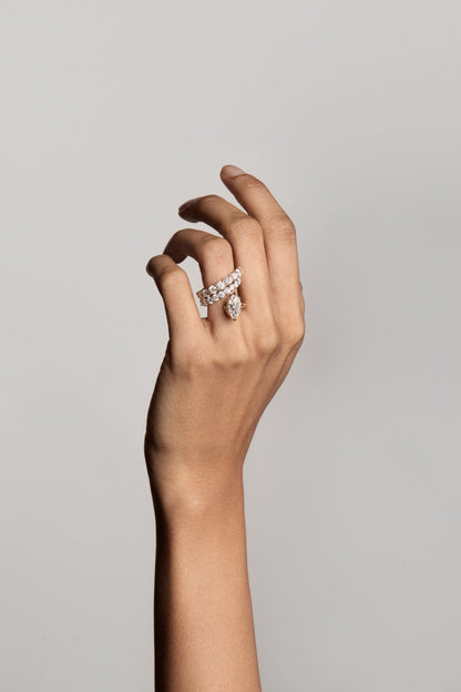 Marquise Shaped Three Stone Lab Grown Diamond Engagement Ring