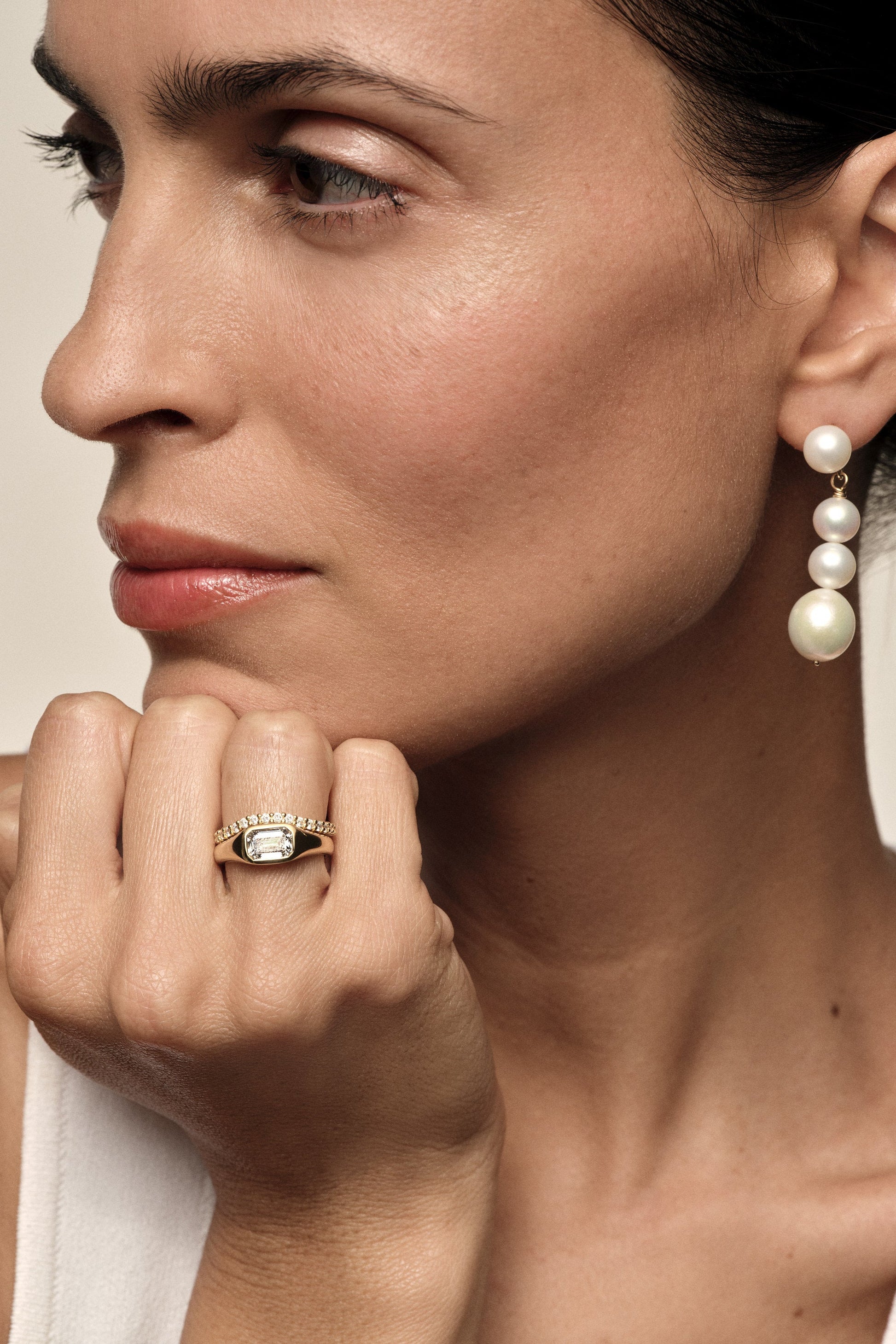 Marquise Shaped Three Stone Lab Grown Diamond Engagement Ring