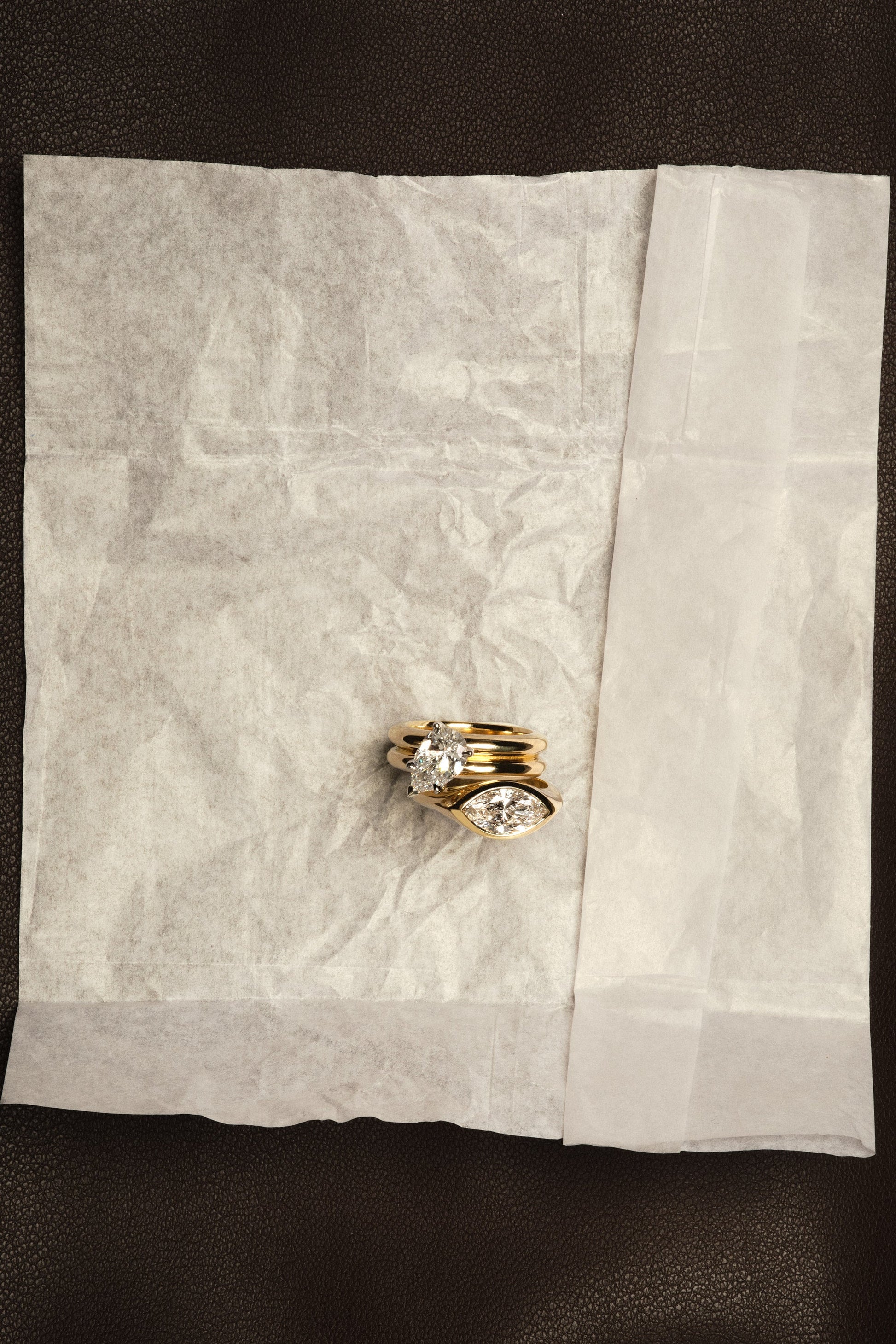 Marquise Shaped Three Stone Lab Grown Diamond Engagement Ring