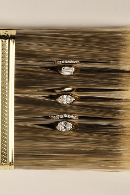 Marquise Shaped Three Stone Lab Grown Diamond Engagement Ring