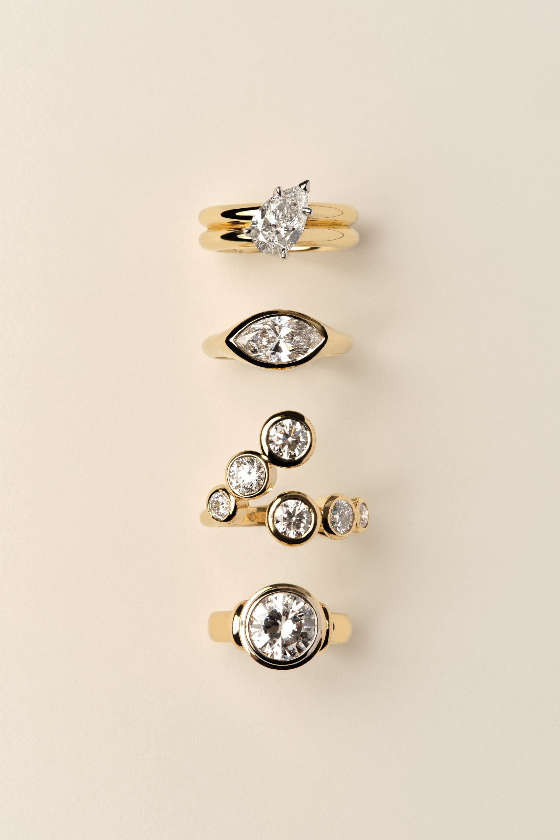 Marquise Shaped Three Stone Lab Grown Diamond Engagement Ring
