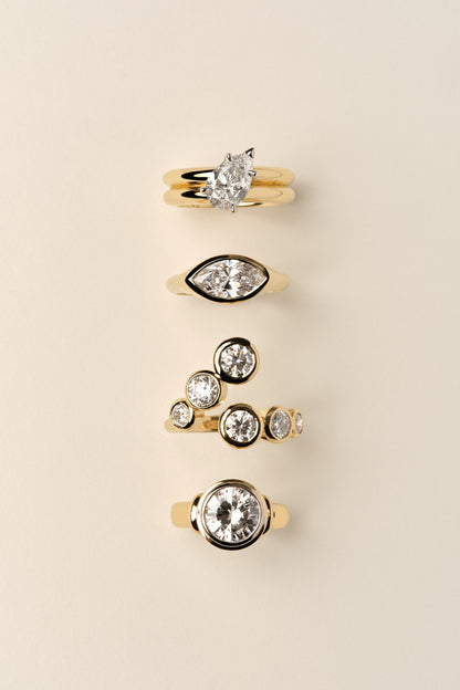 Marquise Shaped Three Stone Lab Grown Diamond Engagement Ring