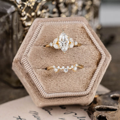 Marquise Shaped Three Stone Lab Grown Diamond Engagement Ring