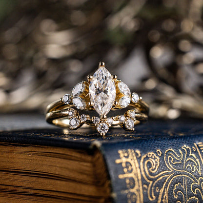 Marquise Shaped Three Stone Lab Grown Diamond Engagement Ring