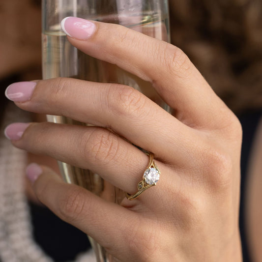 1 CT Round Shaped Vintage Inspired-Milgrain Moissanite Diamond Engagement Ring