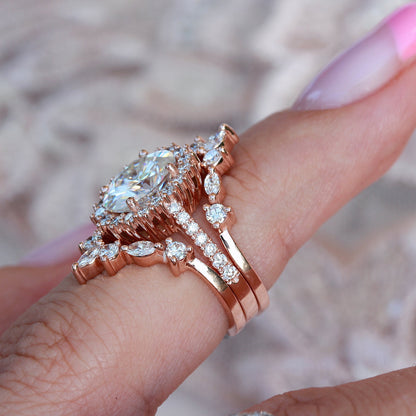2.9 Carats Emerald Pave Styled Moissanite Engagement Ring