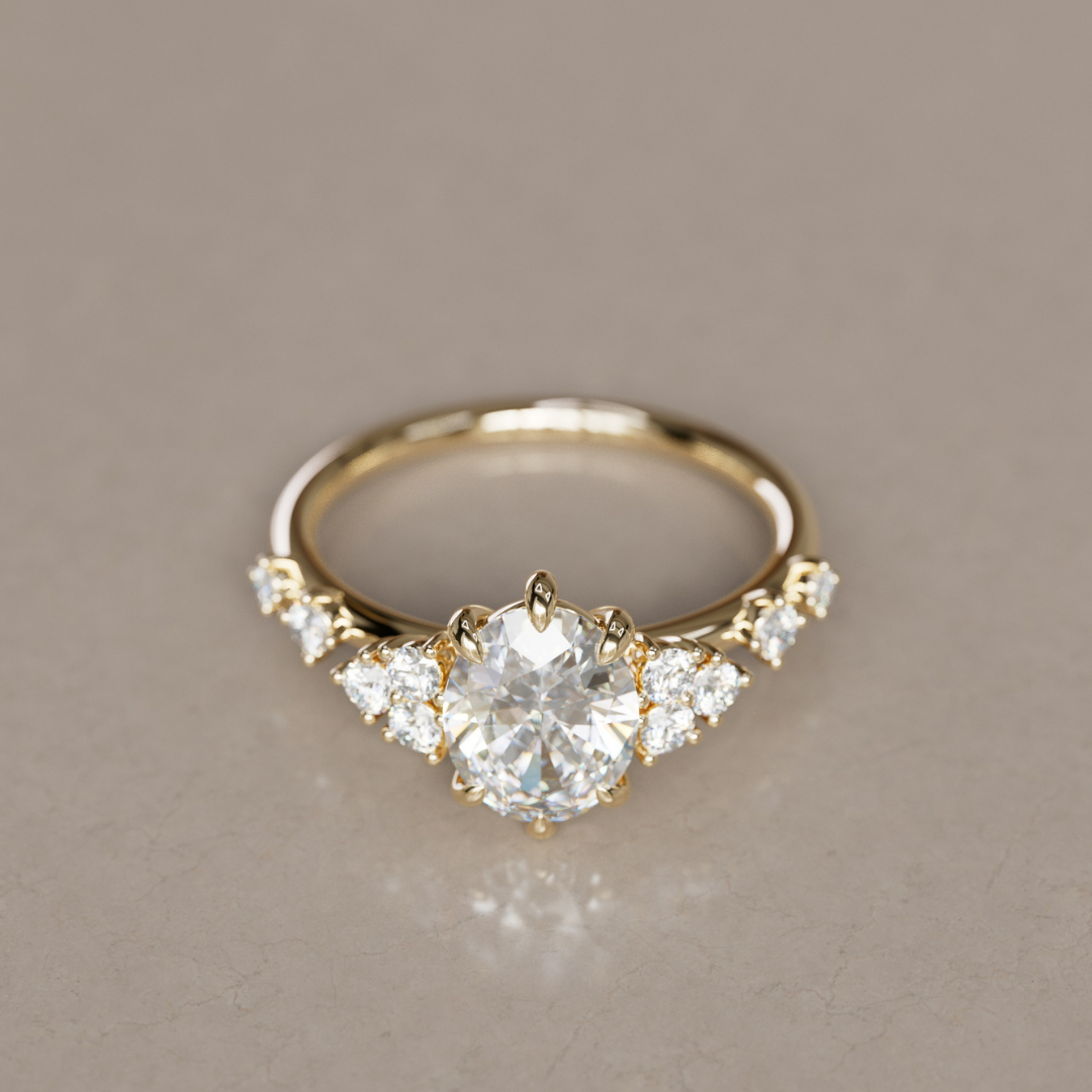 Marquise Shaped Three Stone Lab Grown Diamond Engagement Ring