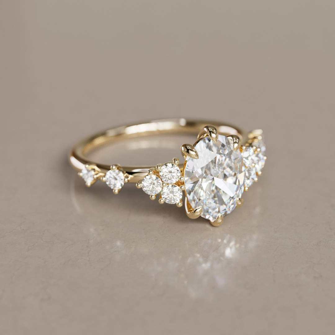Marquise Shaped Three Stone Lab Grown Diamond Engagement Ring